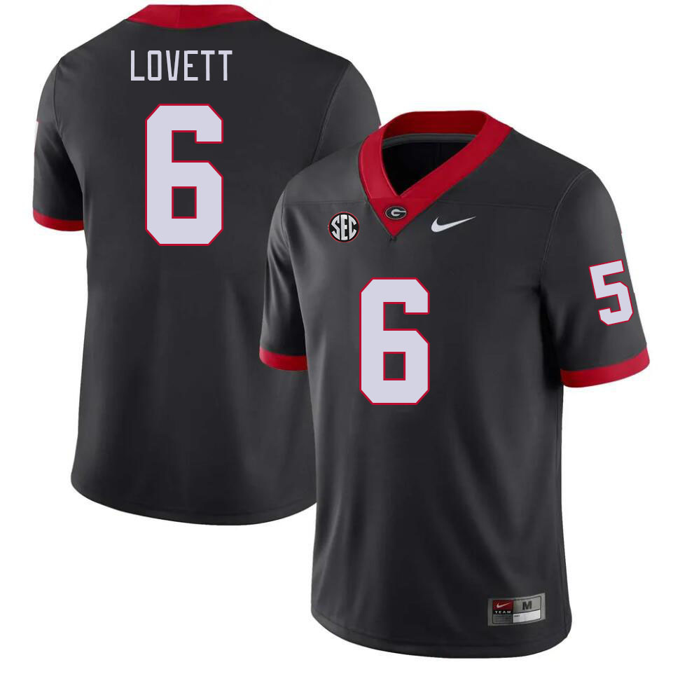 Men #6 Dominic Lovett Georgia Bulldogs College Football Jerseys Stitched-Black